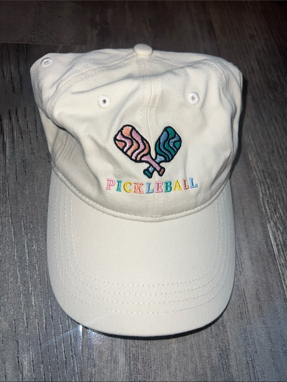 Embroidered Pickleball Dad Hat in Cream